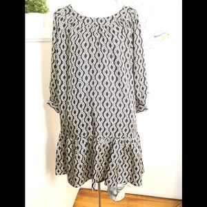 Ella Moss Blouson Tunic Dress Black White Maybe M